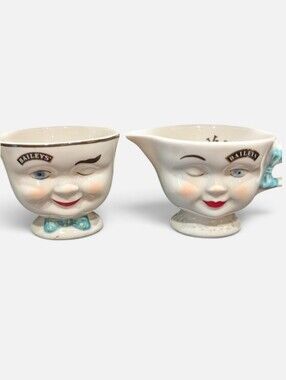 Baileys Irish Cream 1996 Limited Edition Wink Face Sugar Bowl & Creamer Set